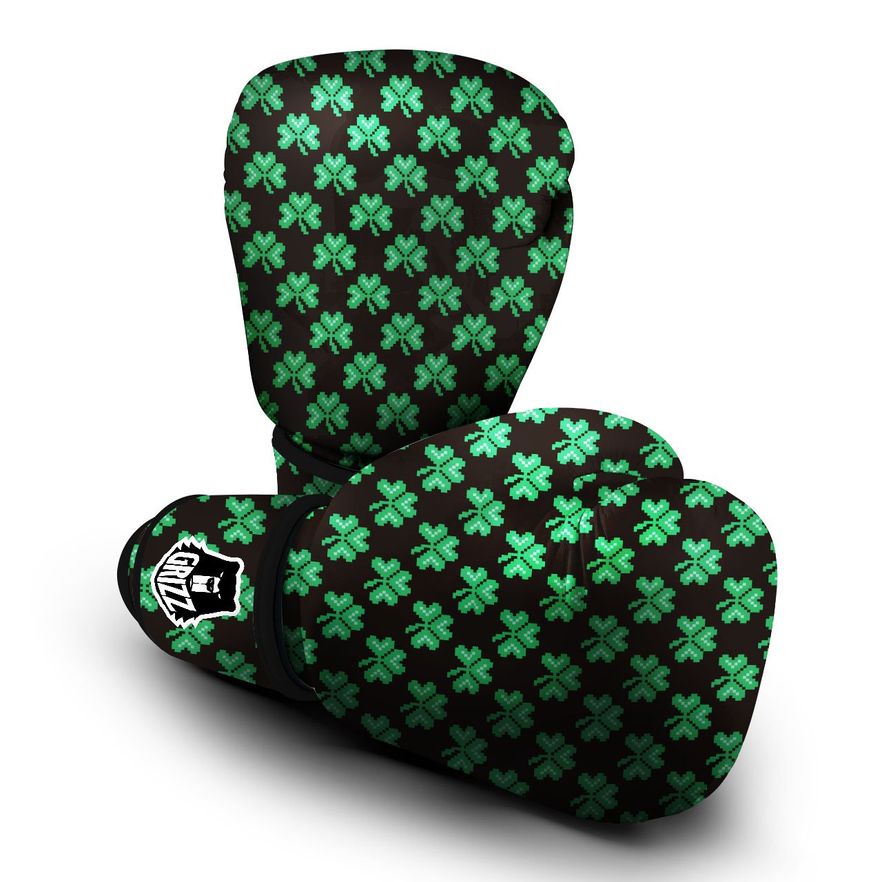 St. Patrick's Day Pixel Clover Print Pattern Boxing Gloves-grizzshop