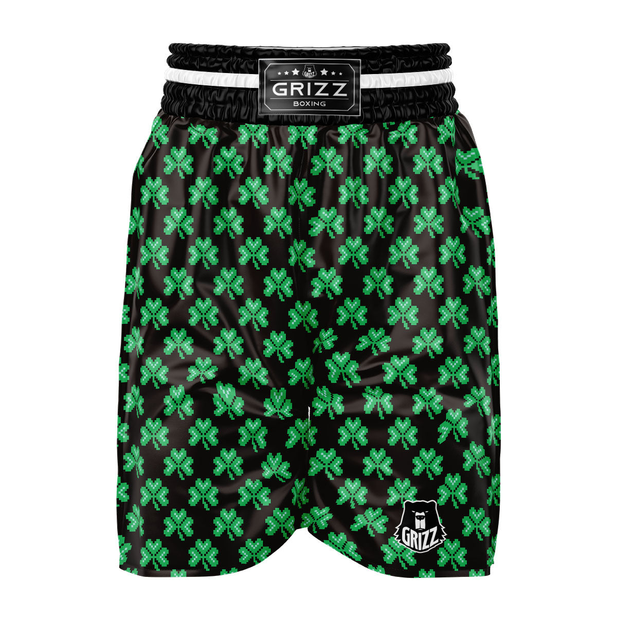 St. Patrick's Day Pixel Clover Print Pattern Boxing Shorts-grizzshop