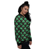 St. Patrick's Day Pixel Clover Print Pattern Women's Bomber Jacket-grizzshop