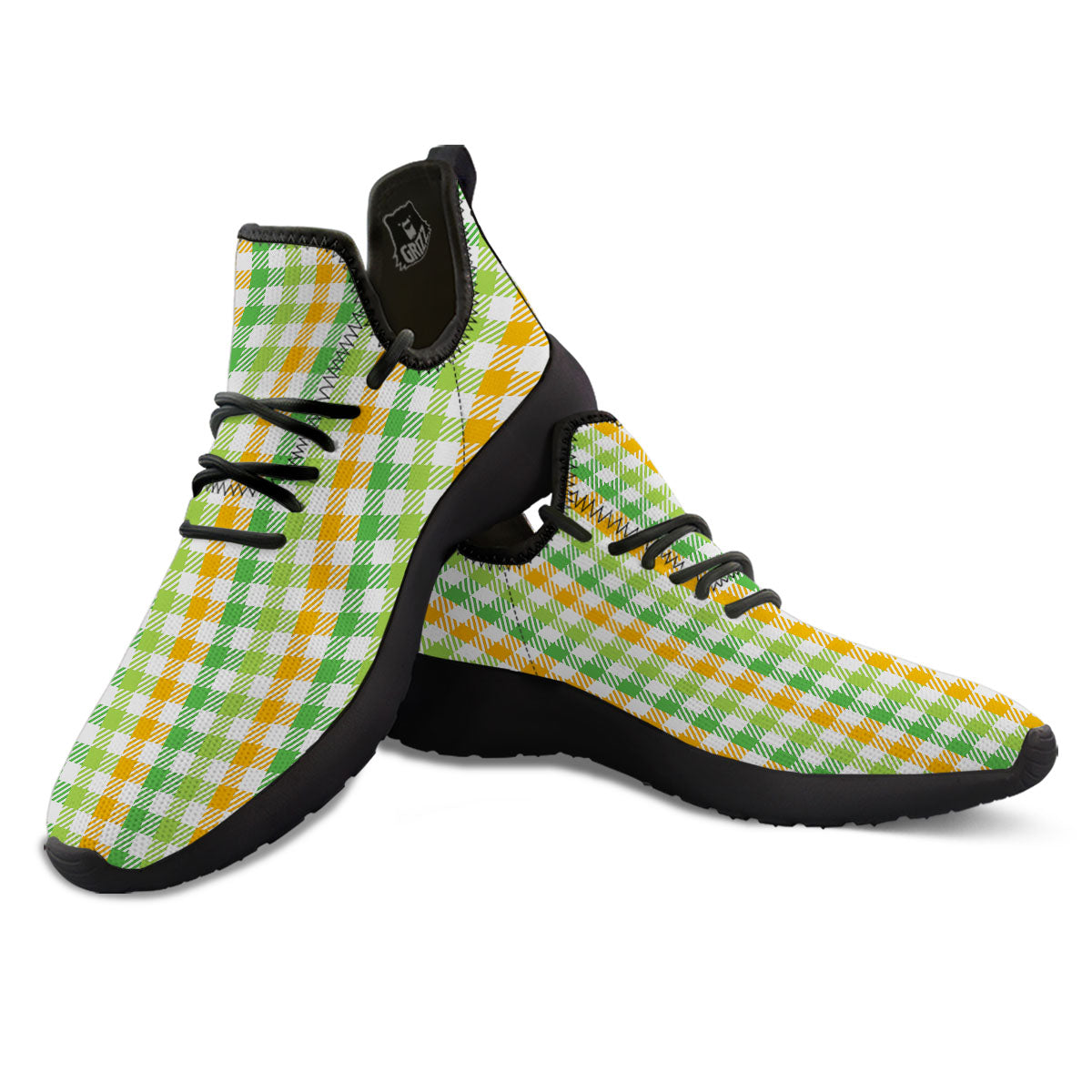 St. Patrick's Day Plaid Print Black Athletic Shoes-grizzshop