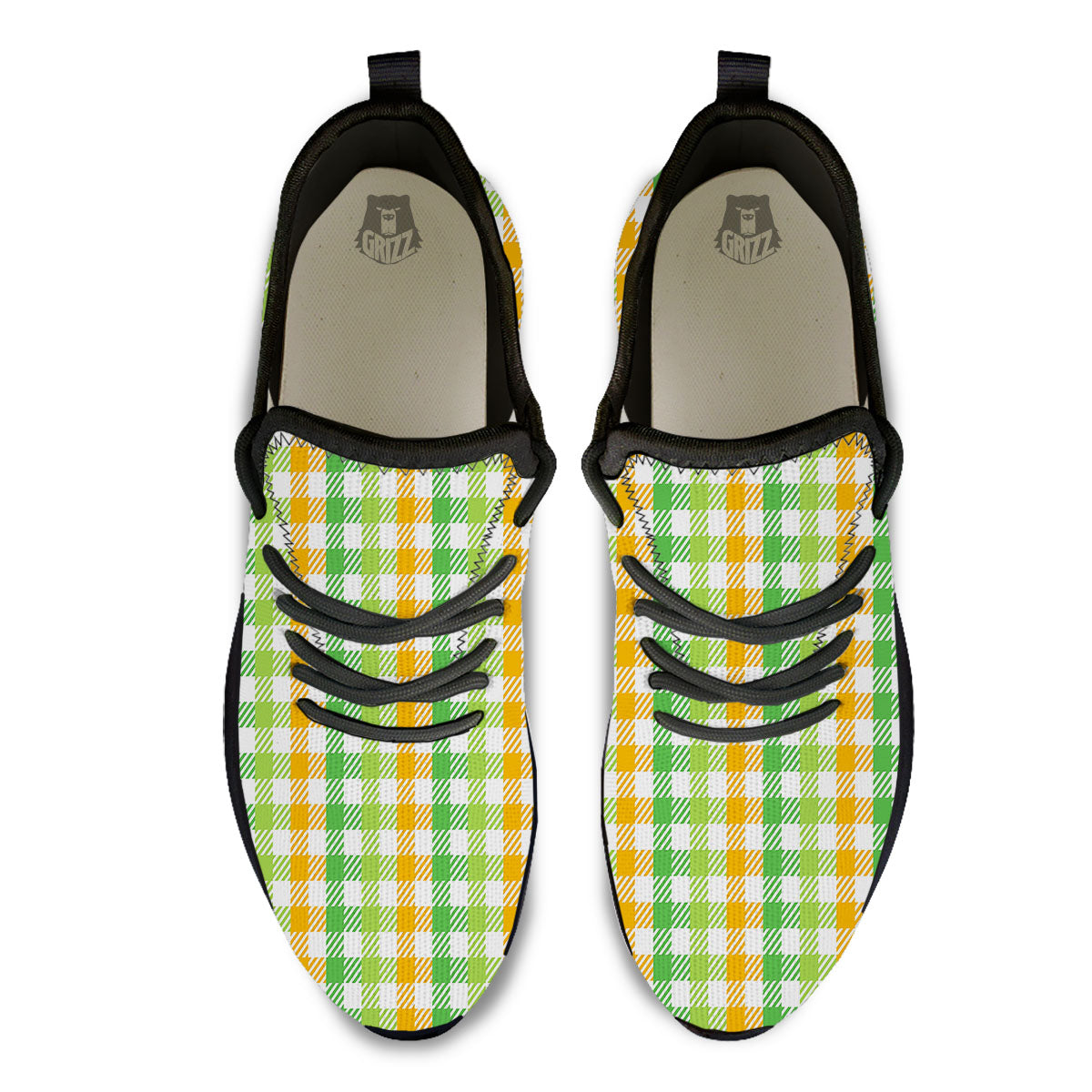 St. Patrick's Day Plaid Print Black Athletic Shoes-grizzshop