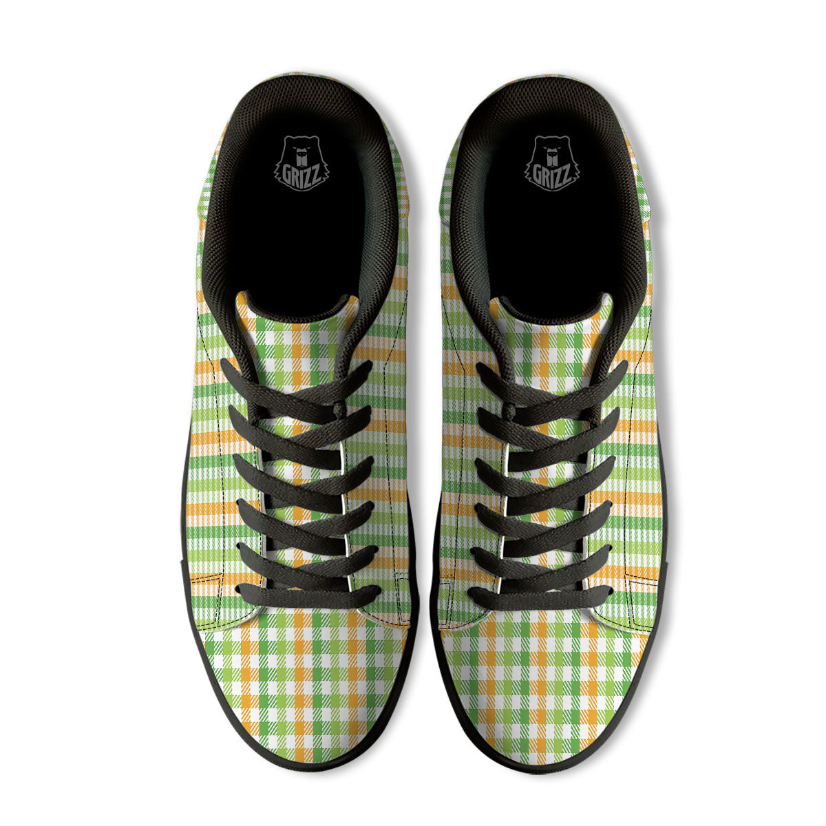 St. Patrick's Day Plaid Print Black Low Top Sneakers-grizzshop