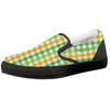 St. Patrick's Day Plaid Print Black Slip On Shoes-grizzshop