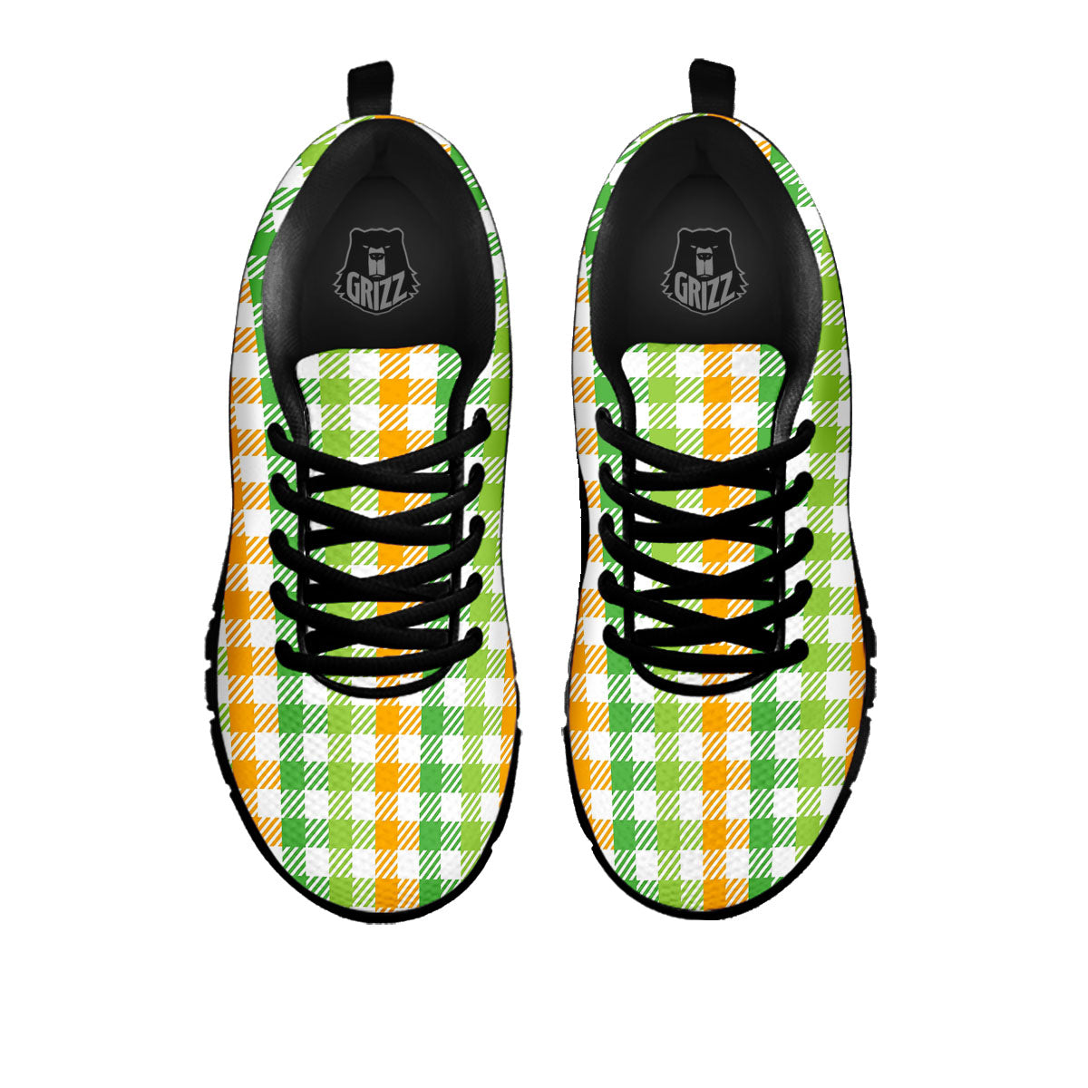 St. Patrick's Day Plaid Print Black Sneaker-grizzshop