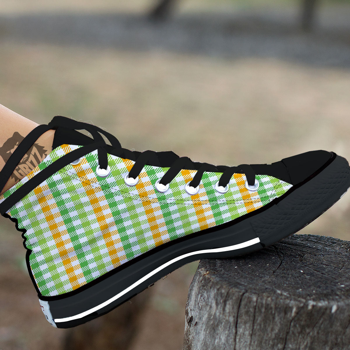 St. Patrick's Day Plaid Print High Top Shoes-grizzshop