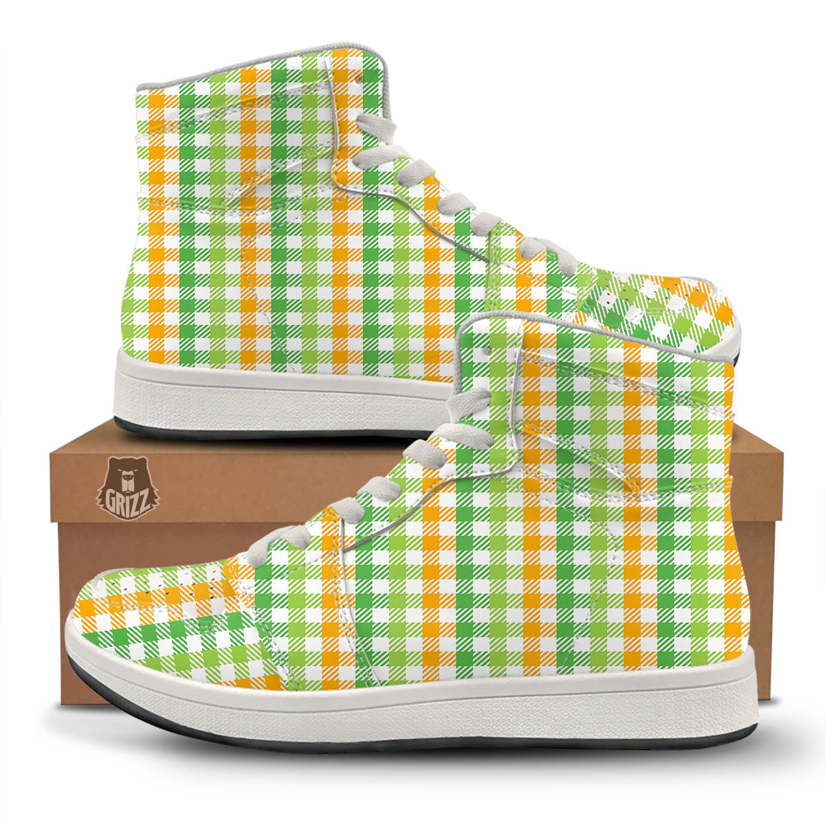 St. Patrick's Day Plaid Print High Top Sneakers-grizzshop