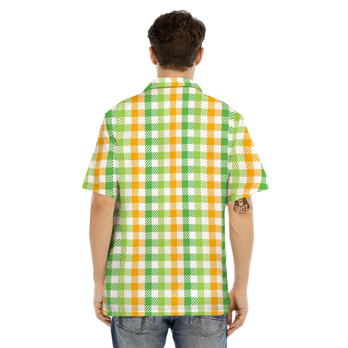 St. Patrick's Day Plaid Print Men's Hawaiian Shirt-grizzshop