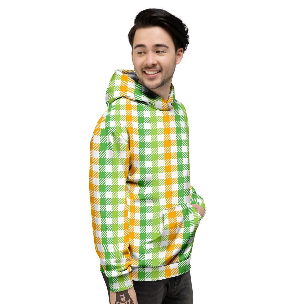 St. Patrick's Day Plaid Print Men's Hoodie-grizzshop