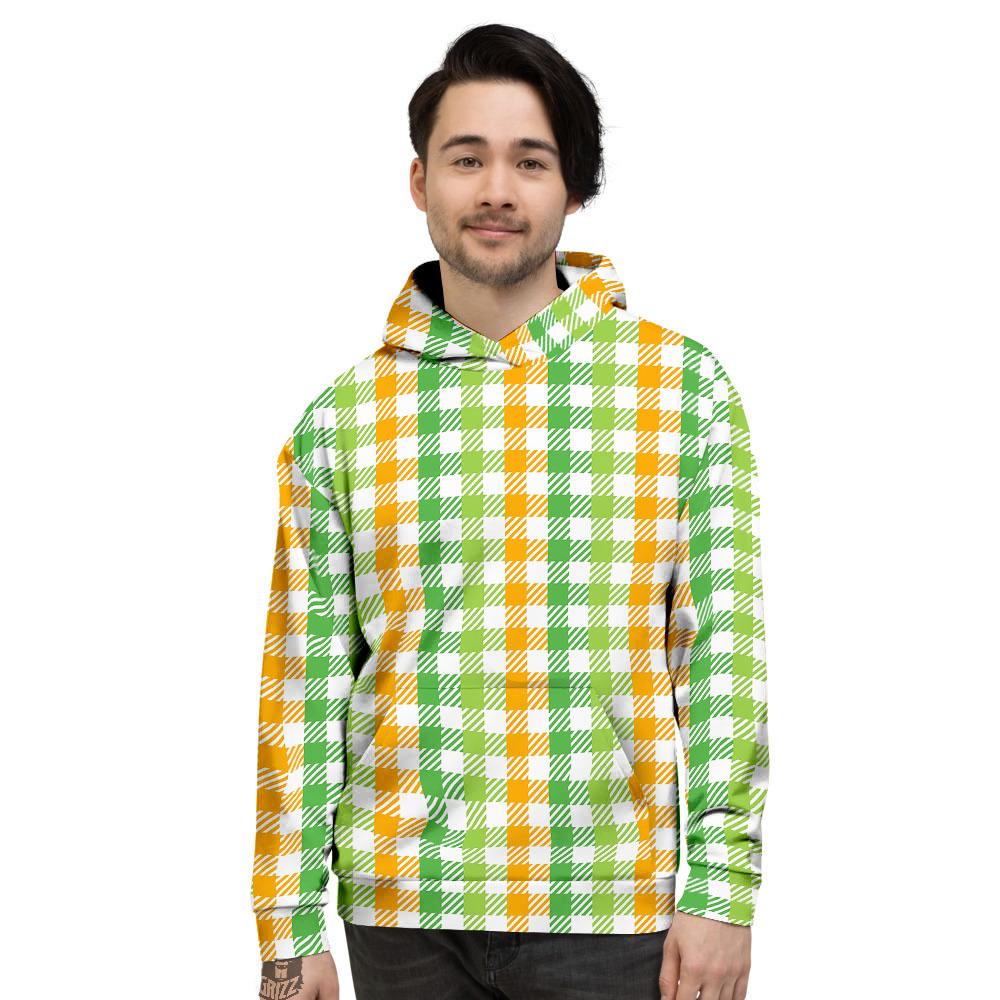 St. Patrick's Day Plaid Print Men's Hoodie-grizzshop