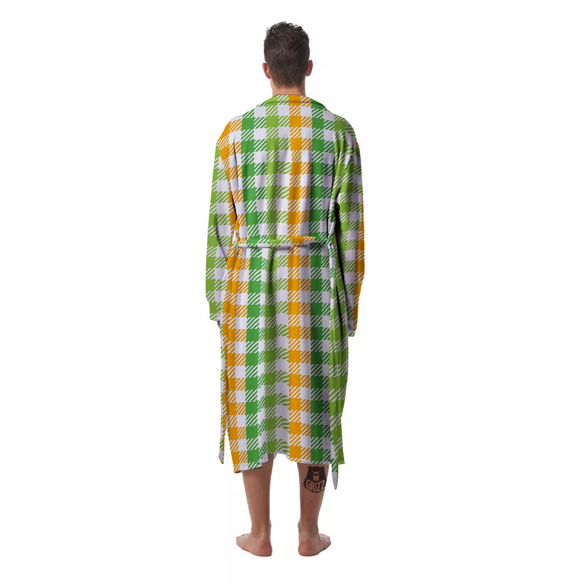 St. Patrick's Day Plaid Print Men's Robe-grizzshop