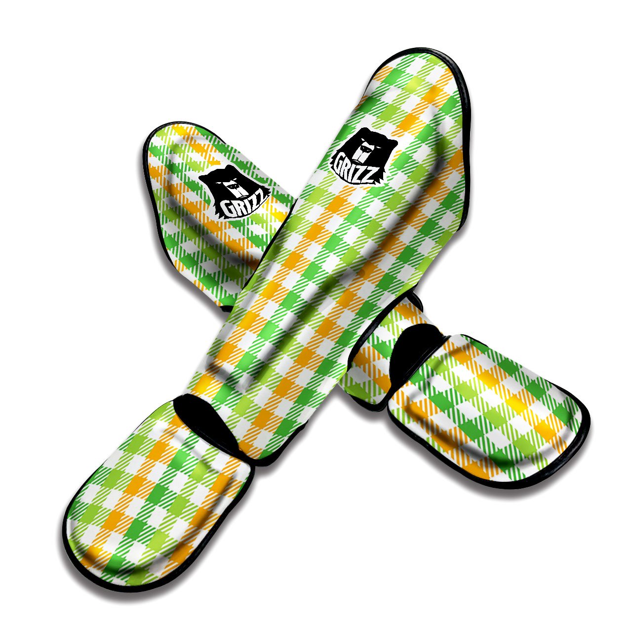 St. Patrick's Day Plaid Print Muay Thai Shin Guards-grizzshop