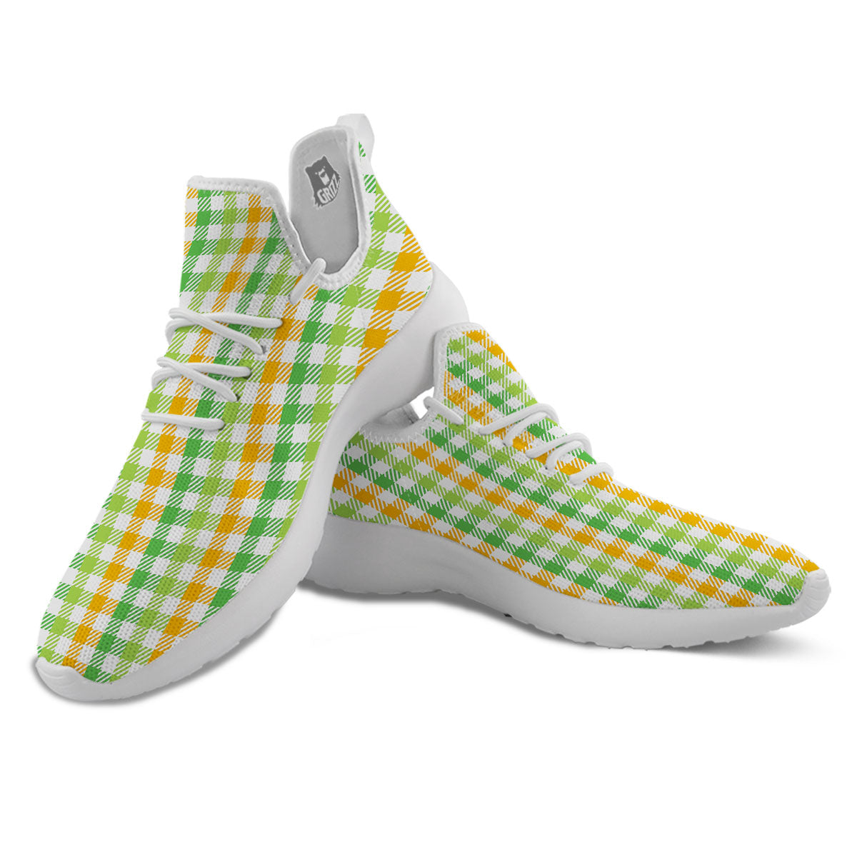 St. Patrick's Day Plaid Print White Athletic Shoes-grizzshop