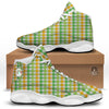 St. Patrick's Day Plaid Print White Basketball Shoes-grizzshop