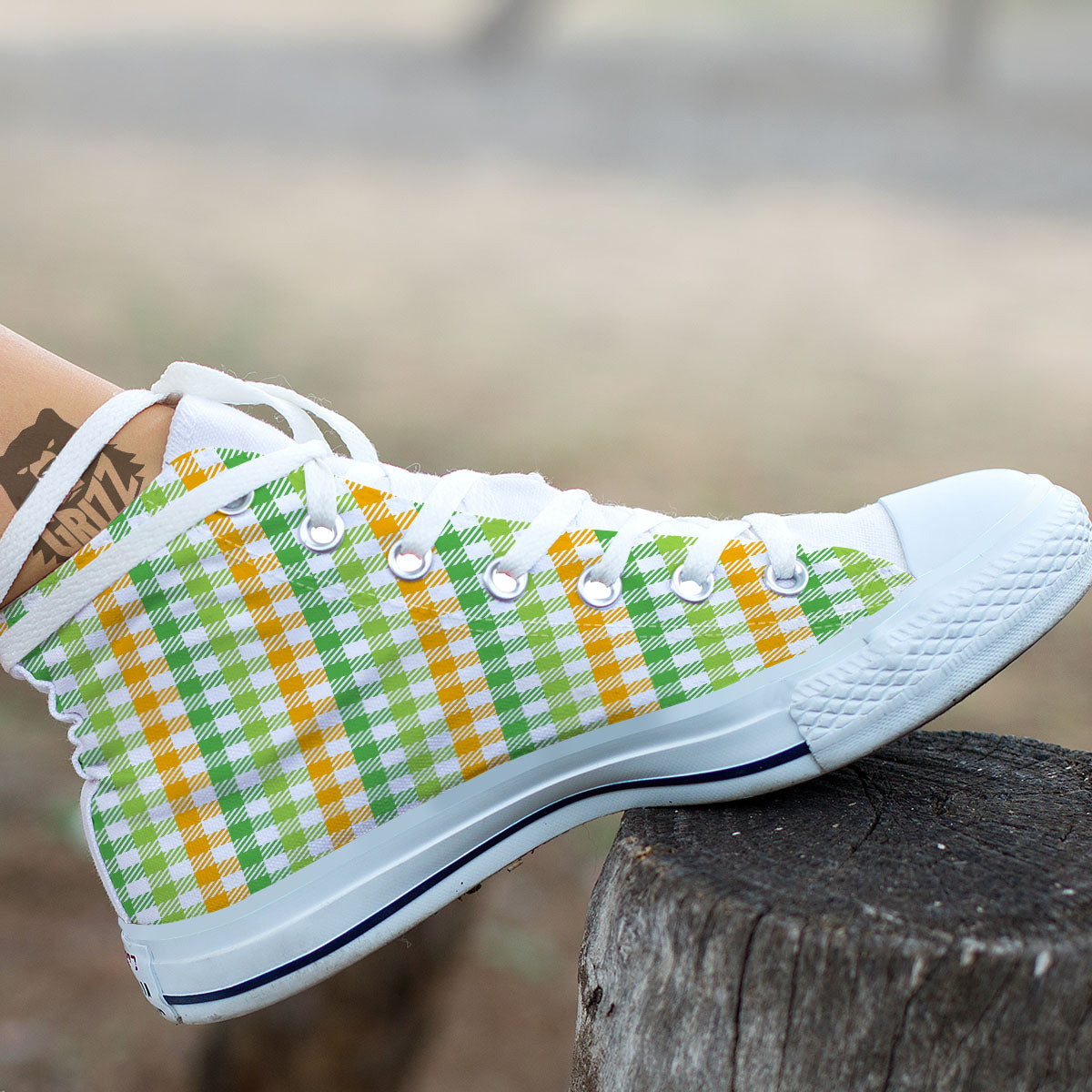 St. Patrick's Day Plaid Print White High Top Shoes-grizzshop