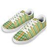 St. Patrick's Day Plaid Print White Low Top Sneakers-grizzshop