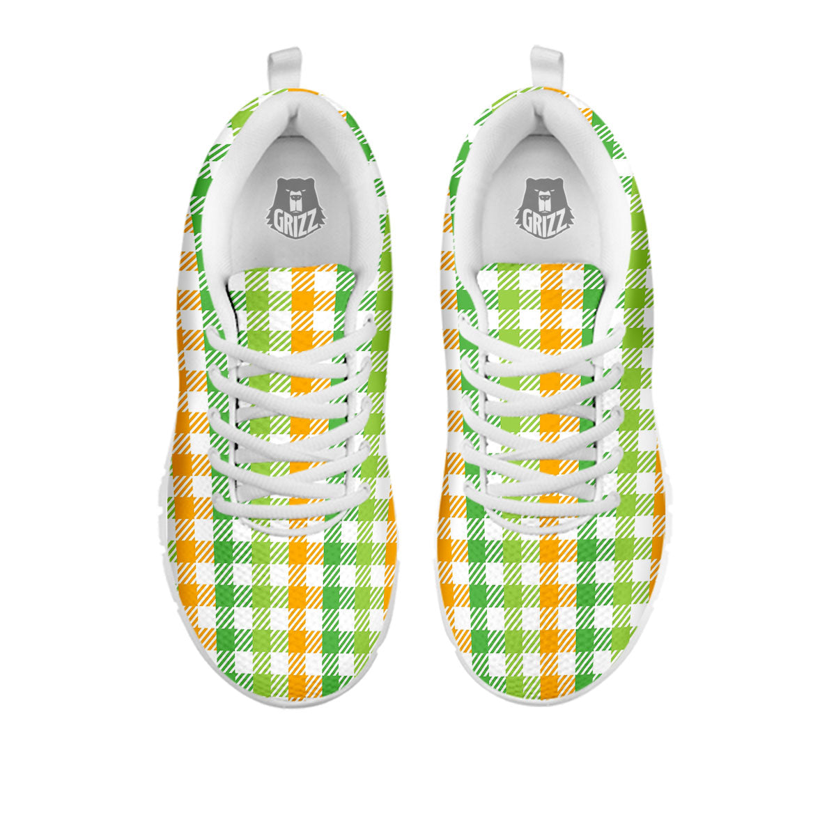 St. Patrick's Day Plaid Print White Sneaker-grizzshop