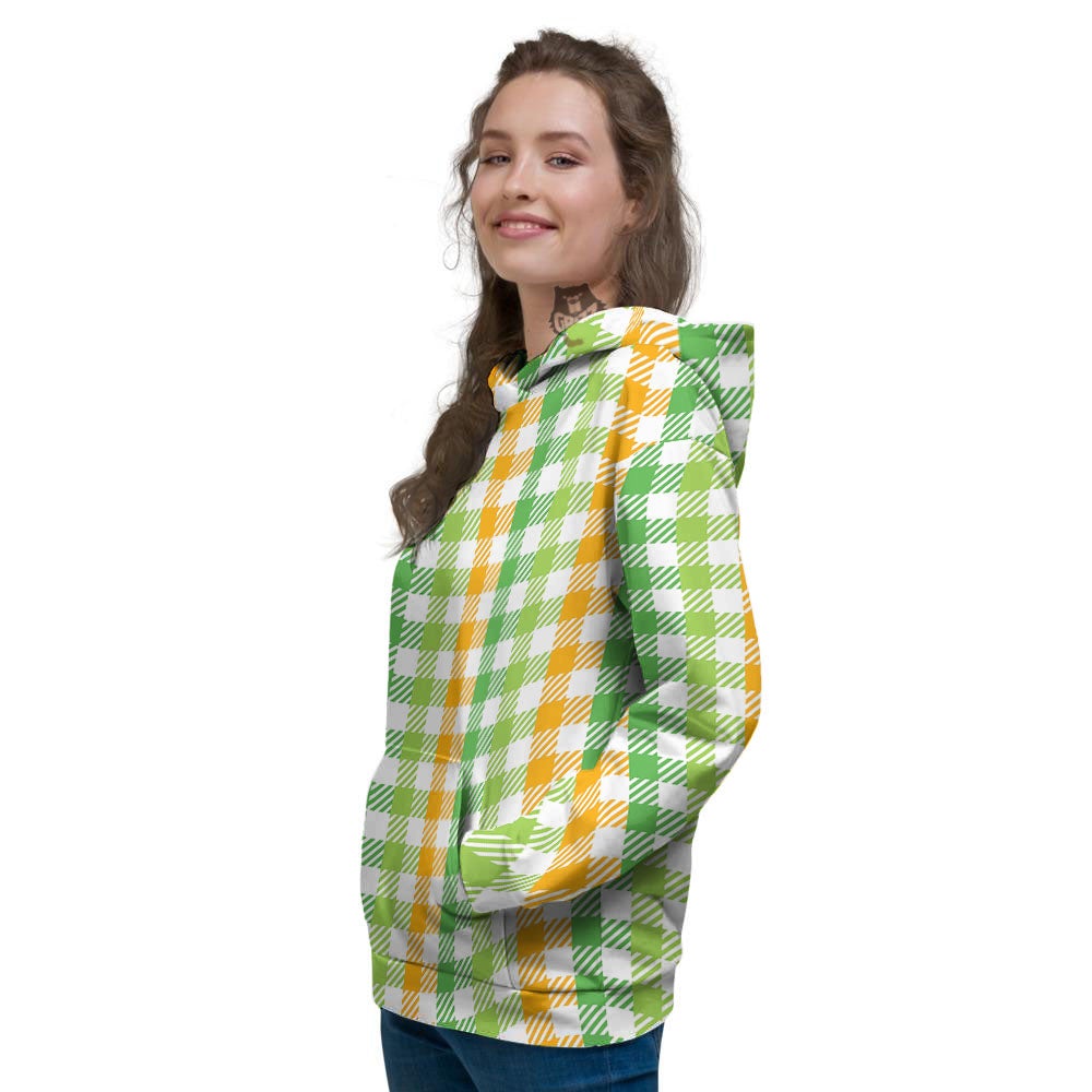 St. Patrick's Day Plaid Print Women's Hoodie-grizzshop