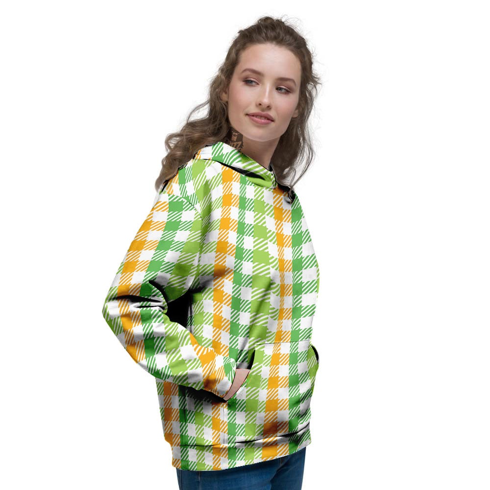 St. Patrick's Day Plaid Print Women's Hoodie-grizzshop