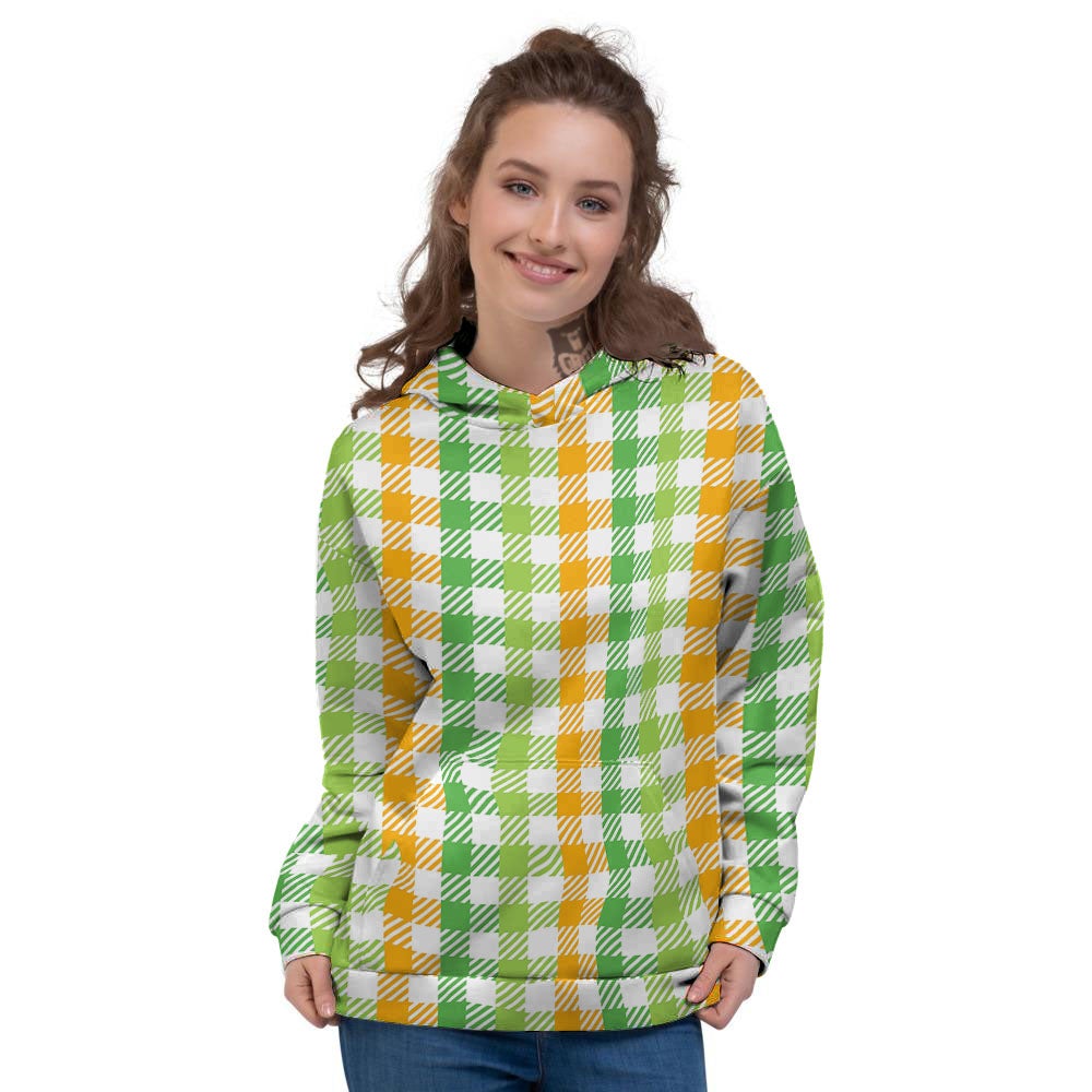 St. Patrick's Day Plaid Print Women's Hoodie-grizzshop