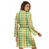 St. Patrick's Day Plaid Print Women's Robe-grizzshop