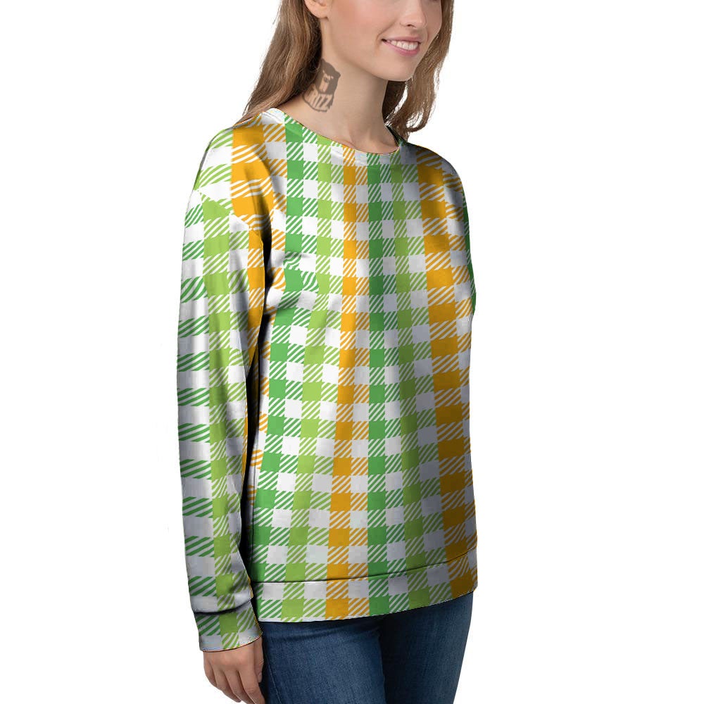 St. Patrick's Day Plaid Print Women's Sweatshirt-grizzshop