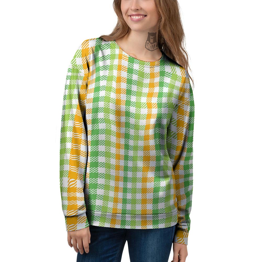 St. Patrick's Day Plaid Print Women's Sweatshirt-grizzshop