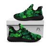 St. Patrick's Day Shamrock Clover Print Black Athletic Shoes-grizzshop