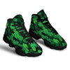 St. Patrick's Day Shamrock Clover Print Black Basketball Shoes-grizzshop