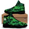 St. Patrick's Day Shamrock Clover Print Black Basketball Shoes-grizzshop