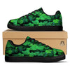 St. Patrick's Day Shamrock Clover Print Black Low Top Sneakers-grizzshop