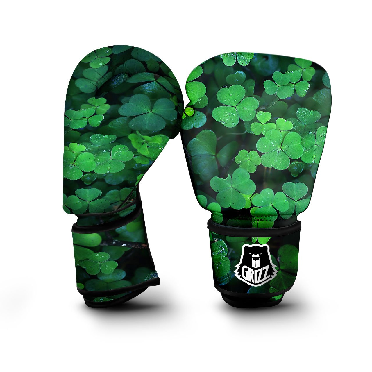 St. Patrick's Day Shamrock Clover Print Boxing Gloves-grizzshop