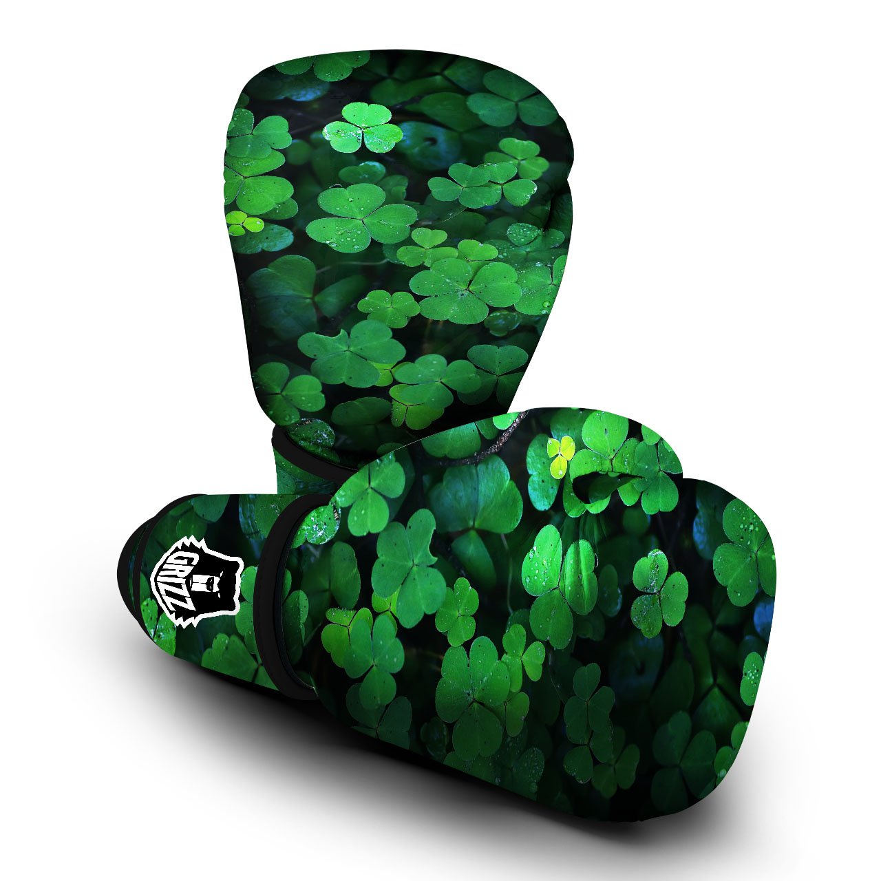 St. Patrick's Day Shamrock Clover Print Boxing Gloves-grizzshop