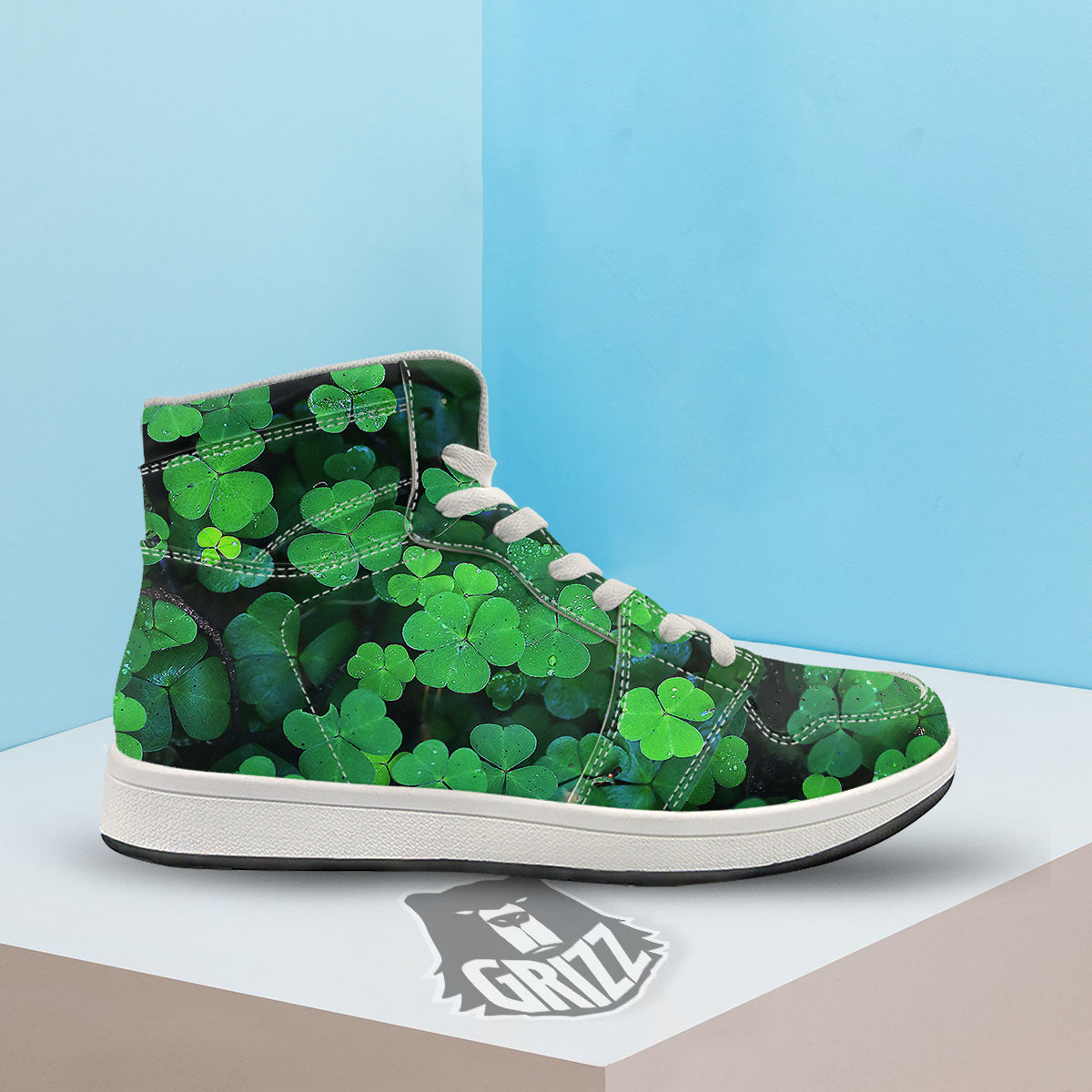 St. Patrick's Day Shamrock Clover Print High Top Sneakers-grizzshop