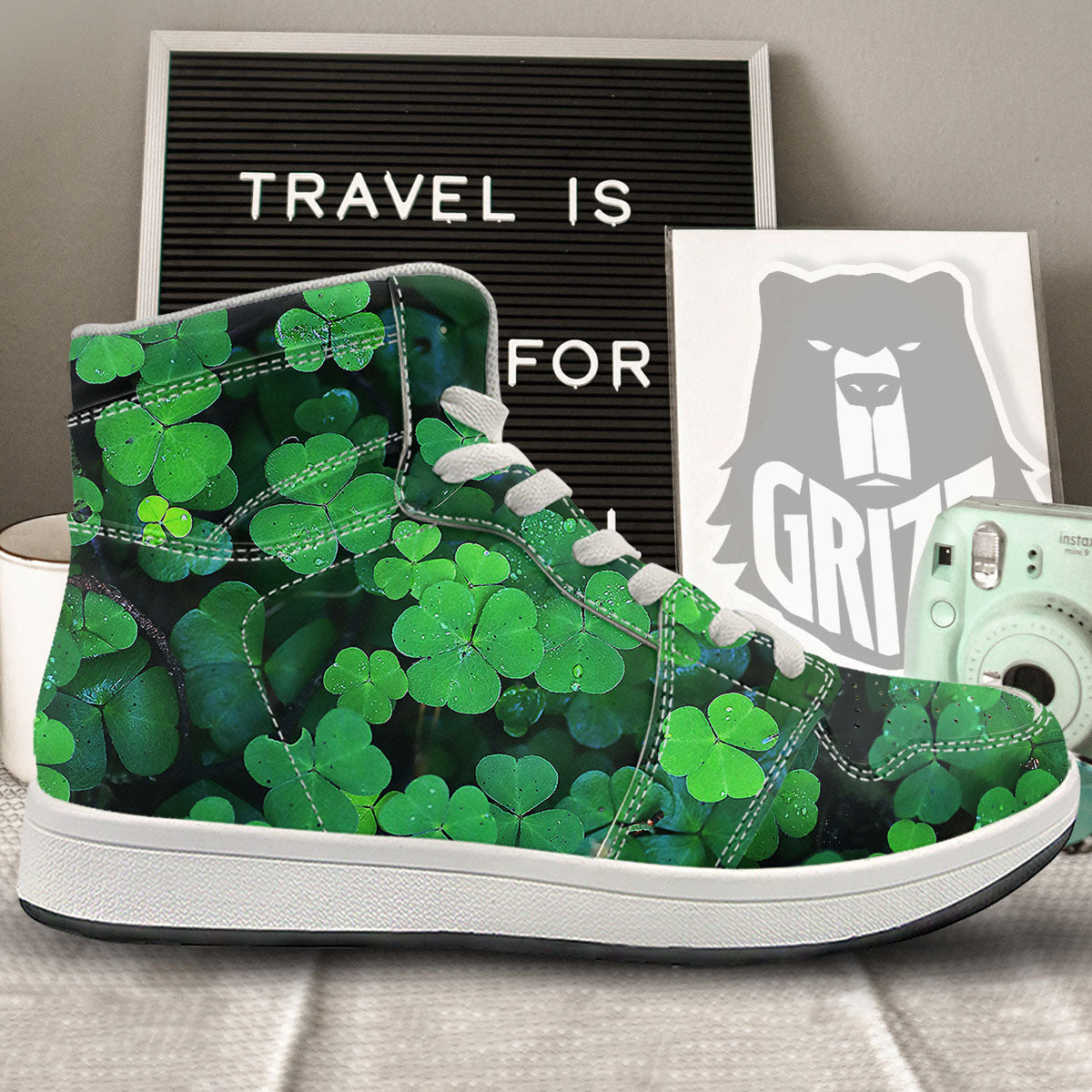 St. Patrick's Day Shamrock Clover Print High Top Sneakers-grizzshop