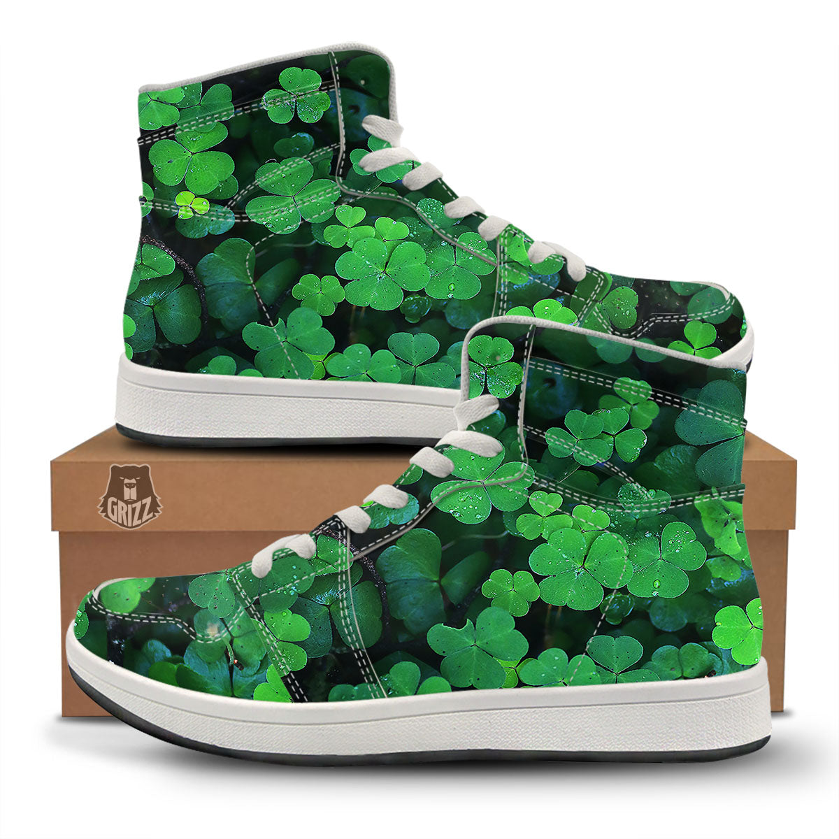 St. Patrick's Day Shamrock Clover Print High Top Sneakers-grizzshop