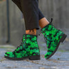 St. Patrick's Day Shamrock Clover Print Leather Boots-grizzshop