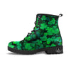 St. Patrick's Day Shamrock Clover Print Leather Boots-grizzshop