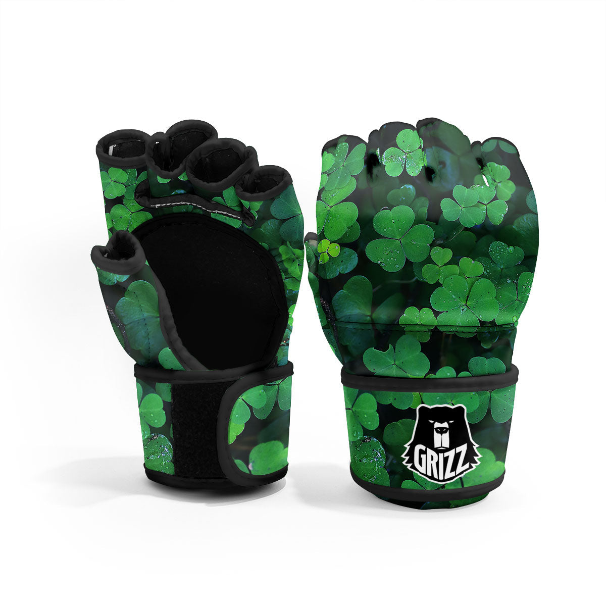 St. Patrick's Day Shamrock Clover Print MMA Gloves-grizzshop