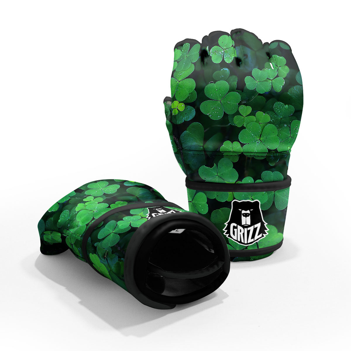 St. Patrick's Day Shamrock Clover Print MMA Gloves-grizzshop