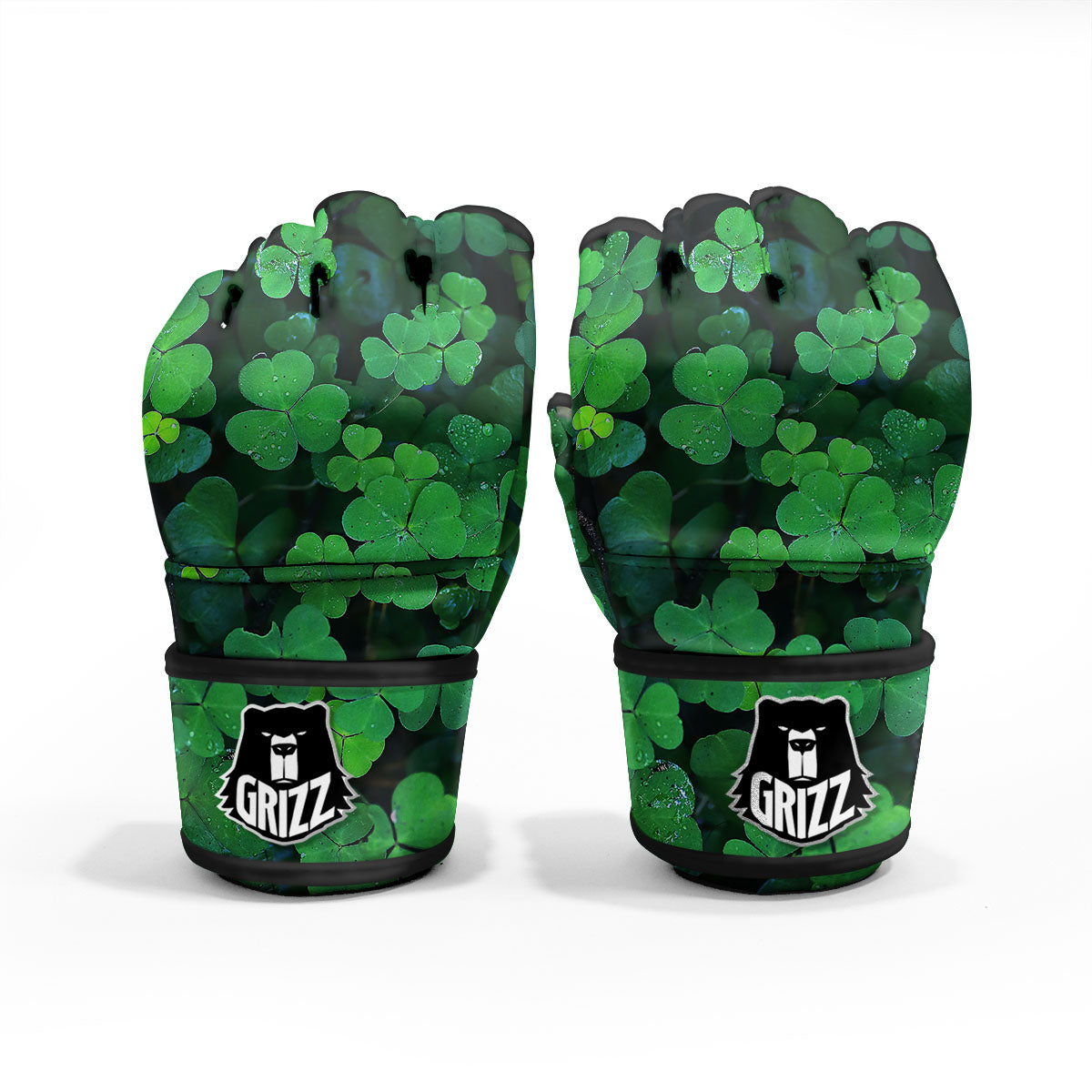 St. Patrick's Day Shamrock Clover Print MMA Gloves-grizzshop