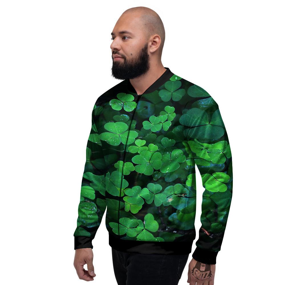 St. Patrick's Day Shamrock Clover Print Men's Bomber Jacket-grizzshop