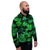 St. Patrick's Day Shamrock Clover Print Men's Bomber Jacket-grizzshop