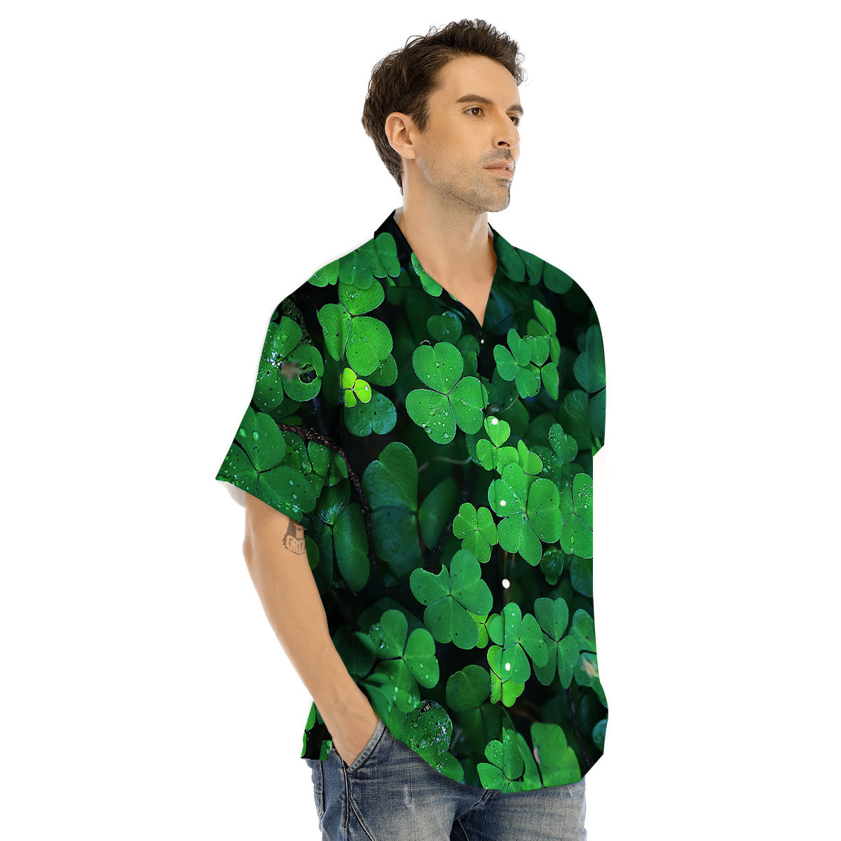 St. Patrick's Day Shamrock Clover Print Men's Hawaiian Shirt-grizzshop