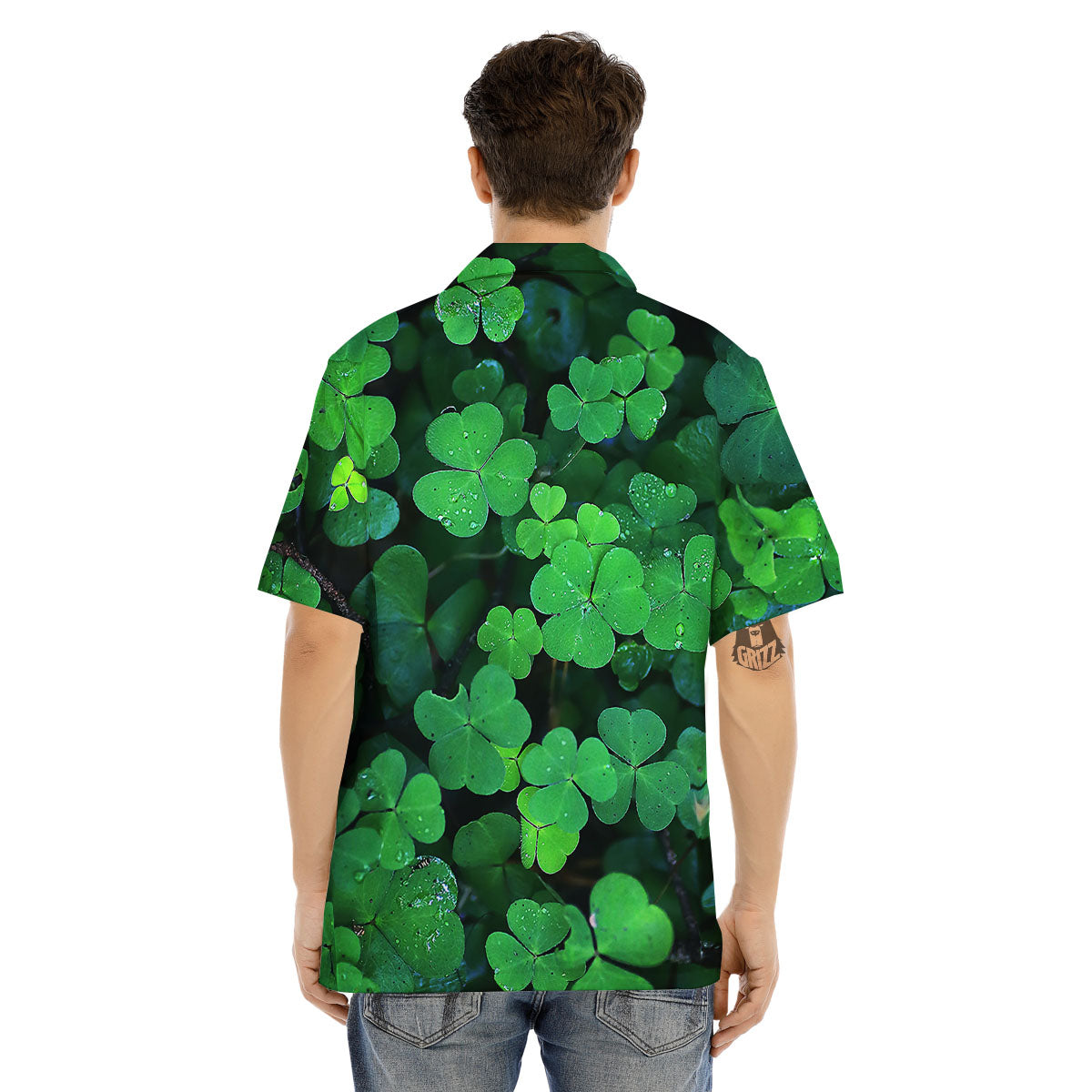 St. Patrick's Day Shamrock Clover Print Men's Hawaiian Shirt-grizzshop