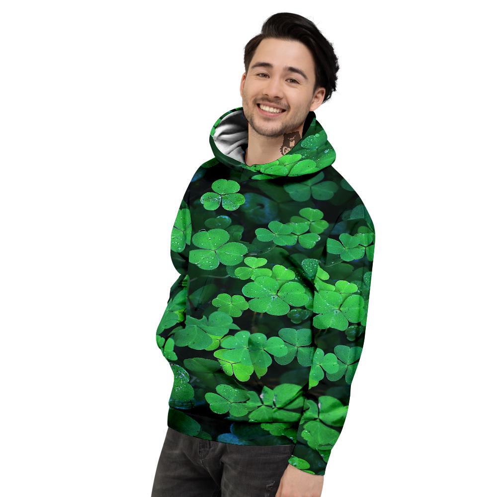 St. Patrick's Day Shamrock Clover Print Men's Hoodie-grizzshop