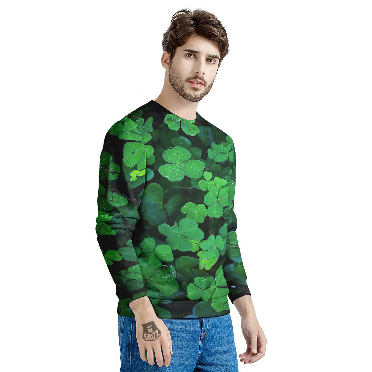 St. Patrick's Day Shamrock Clover Print Men's Sweatshirt-grizzshop