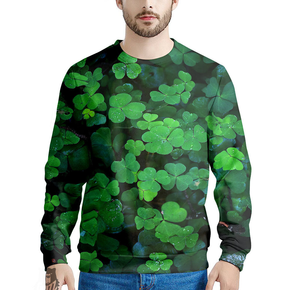 St. Patrick's Day Shamrock Clover Print Men's Sweatshirt-grizzshop