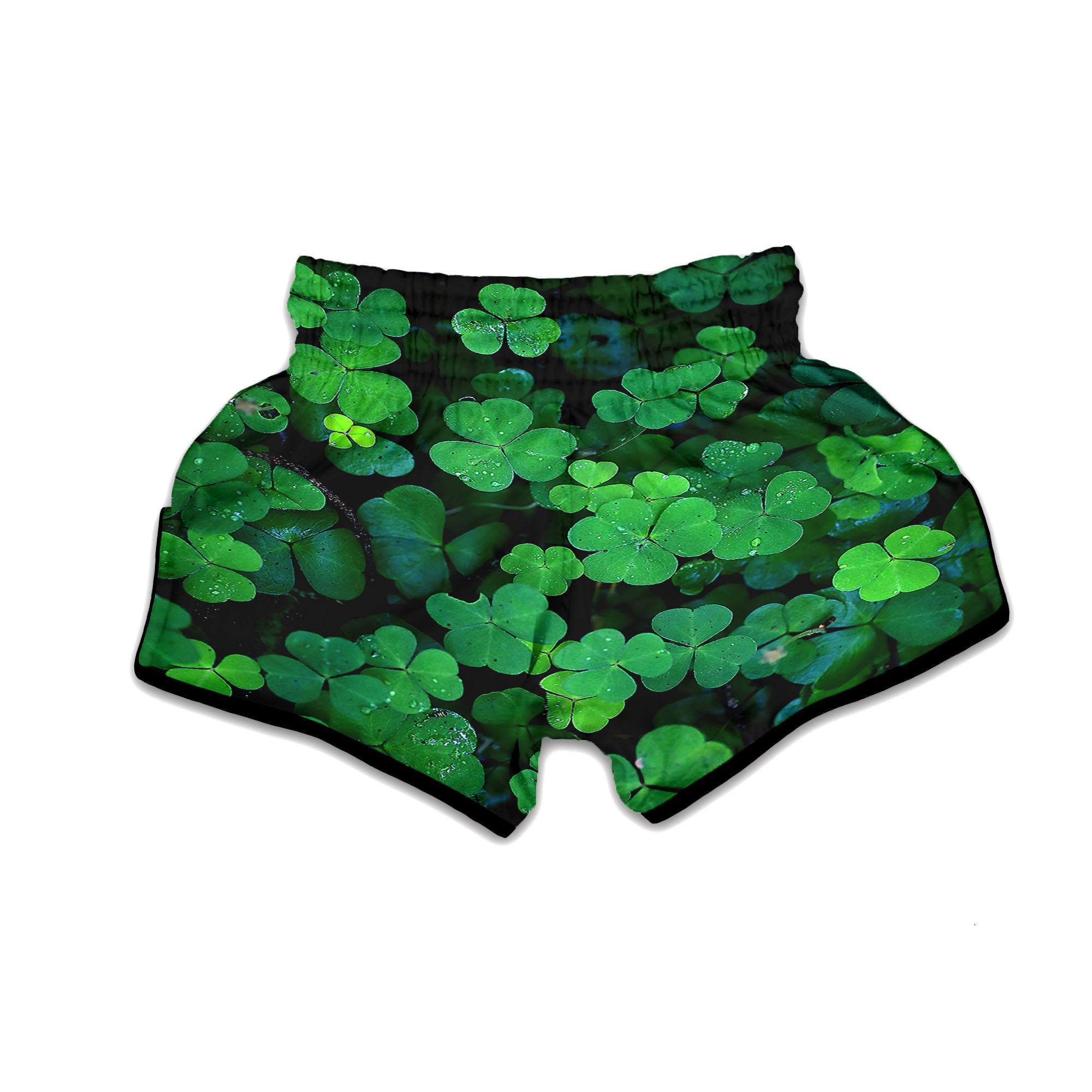 St. Patrick's Day Shamrock Clover Print Muay Thai Boxing Shorts-grizzshop