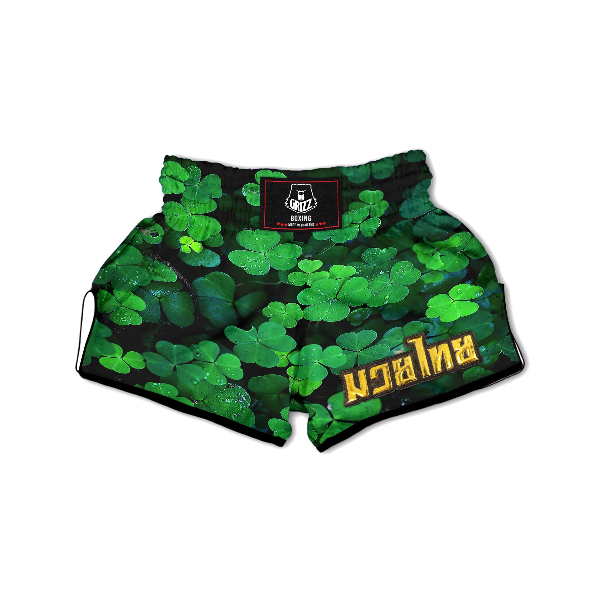 St. Patrick's Day Shamrock Clover Print Muay Thai Boxing Shorts-grizzshop