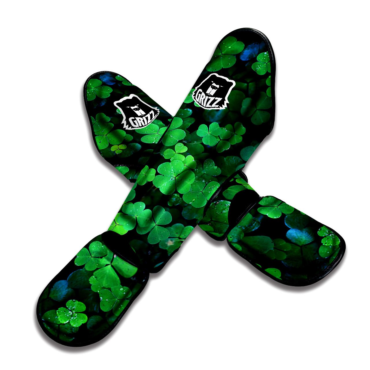 St. Patrick's Day Shamrock Clover Print Muay Thai Shin Guards-grizzshop